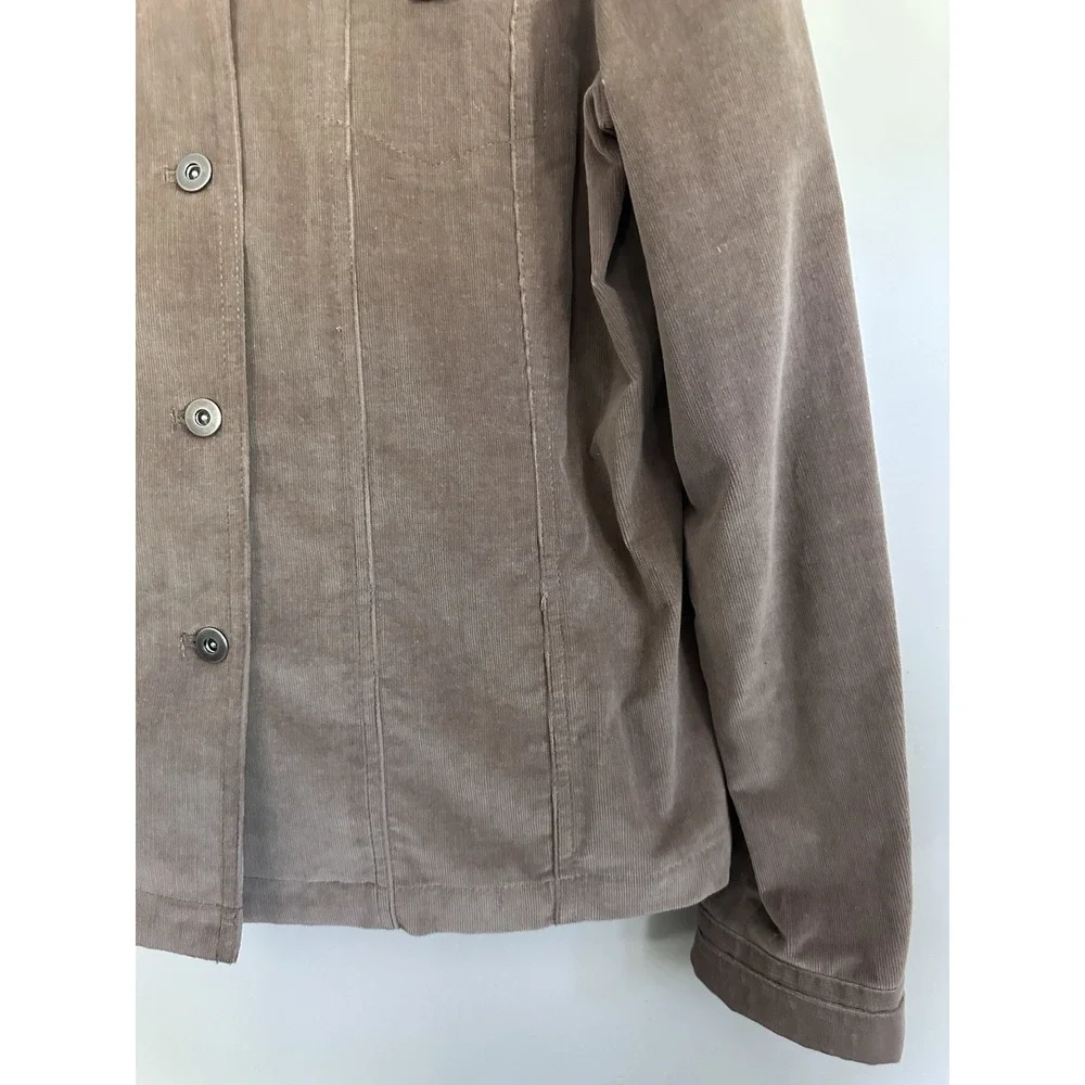 Brown Stretch Corduroy Jacket Womens Classic Long Sleeved Size 14 XL Capsule